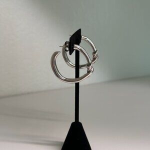 Uno De 50 Sterling Silver Knot Hoop Earrings